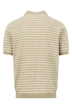 FYNCH HATTON Polo-Shirt pistachio gestreift Casual Fit