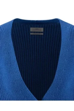 FYNCH HATTON Strickjacke pacific blue im trendigen Rippstrick
