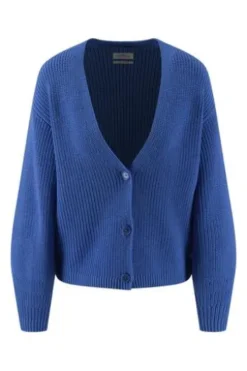 FYNCH HATTON Strickjacke pacific blue im trendigen Rippstrick