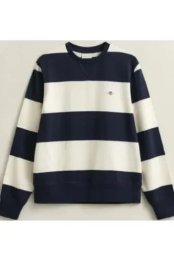 GANT C-Neck Sweatshirt evening blue gestreift Regular Fit