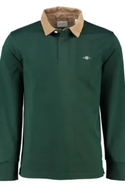 GANT Cord Collar Heavy Polo Shirt tartan green