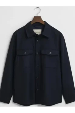 GANT Hemdjacke Overshirt Reg Wool Blend evening blue