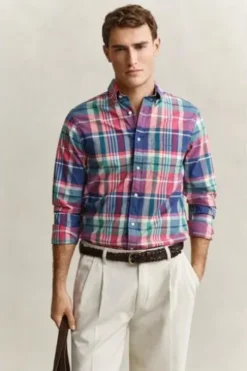 GANT Karo Hemd rose red kariert Regular Fit