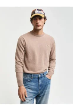 GANT Lambswool Rundhals Pullover beige Superfine Lambswool