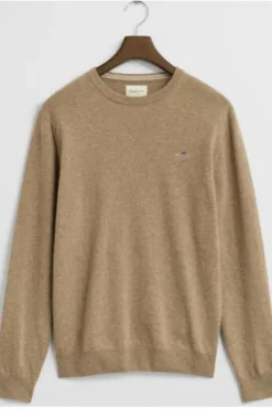 GANT Lambswool Rundhals Pullover beige Superfine Lambswool