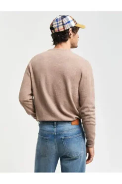 GANT Lambswool Rundhals Pullover beige Superfine Lambswool