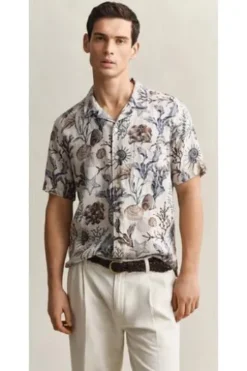 GANT Leinen Hemd cat beige gemustert Regular Fit