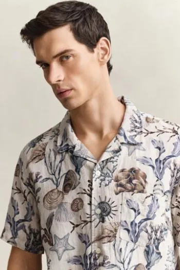 GANT Leinen Hemd cat beige gemustert Regular Fit