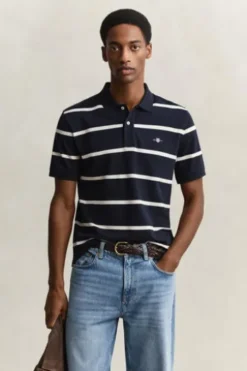 GANT Polo-Shirt evening blue gestreift Regular Fit