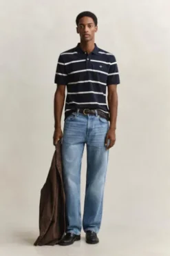 GANT Polo-Shirt evening blue gestreift Regular Fit