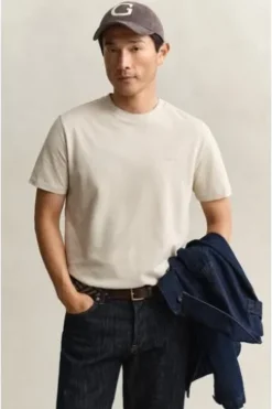 GANT Two-Toned Piquè T-Shirt oat beige Regular Fit