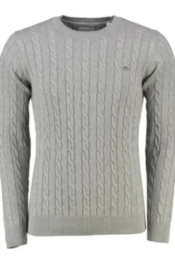 GANT Zopfstrick Rundhalspullover grey melange