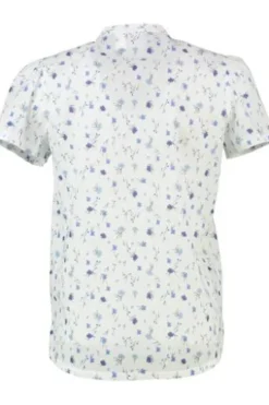 HAMMERSCHMID Bluse Ursula blau geblümt Kurzarm