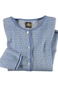HAMMERSCHMID Strickjacke Chur blau im feinen Jacquard-Strickmuster