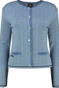 HAMMERSCHMID Strickjacke Chur blau im feinen Jacquard-Strickmuster