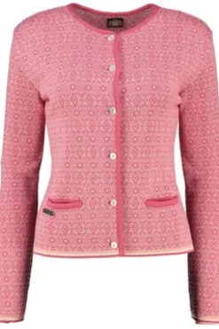 HAMMERSCHMID Strickjacke Chur koralle im feinen Jacquard-Strickmuster