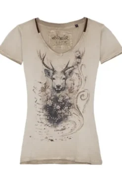 HANGOWEAR Trachten-Shirt beige Kurzarm Ferike