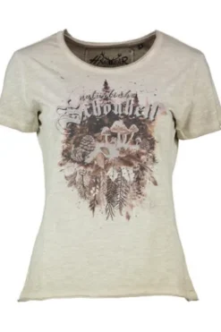 HANGOWEAR T-Shirt Gisela beige in Vintage-wash-Optik