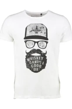 HANGOWEAR T-Shirt weiss Kurzarm Whiskey Hipster