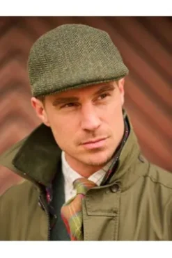 Harris Tweed Mütze Henry Cap green island her gemustert