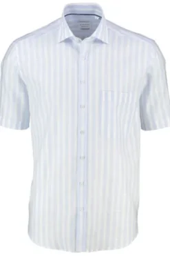 Hemd blau gestreift Comfort Fit Kurzarm