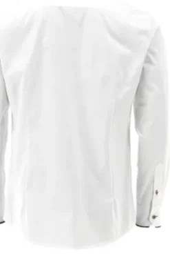 Hemd weiss/schwarz einfarbig Slim Fit Langarm