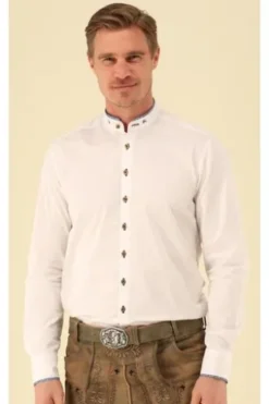 Hemd weiss/schwarz einfarbig Slim Fit Langarm