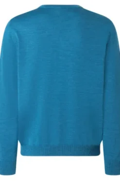 Herren-Pullunder MAERZ V-Ausschnitt Pullover blau extra feine Merinowolle