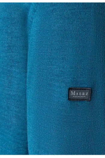 Herren-Pullunder MAERZ V-Ausschnitt Pullover blau extra feine Merinowolle