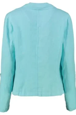 JUST WHITE Leinen-Blazer aqua in Natur-Qualität