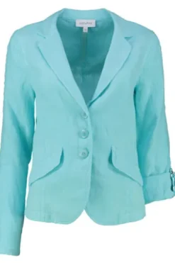 JUST WHITE Leinen-Blazer aqua in Natur-Qualität