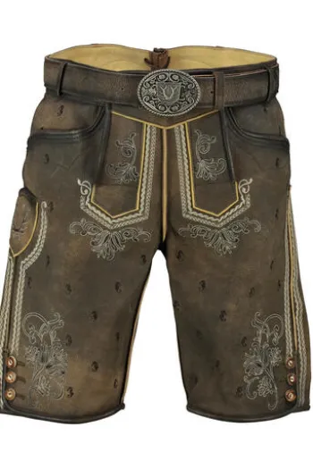KRÜGER BUAM Lederhose braun Seepferdchen