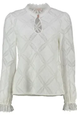KRÜGER COLLECTION Bluse natur Langarm in edler Ajour-Optik