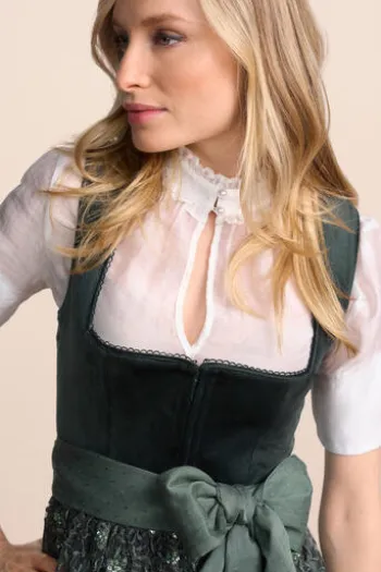 KRÜGER COLLECTION Midi Dirndl dunkelgrün Elira 70er