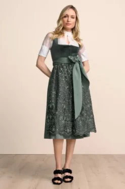 KRÜGER COLLECTION Midi Dirndl dunkelgrün Elira 70er