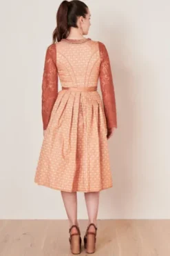 KRÜGER COLLECTION Midi Dirndl ocker Paisleymuster Rixa