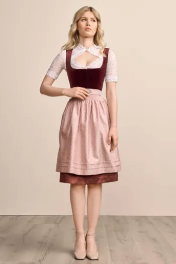 KRÜGER MADL Mini Dirndl bordeaux Aurela (60 cm)