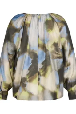 LECOMTE Bluse agave gemustert Langarm