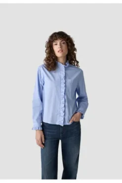 LECOMTE Bluse himmel gestreift Langarm