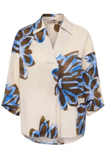 LECOMTE Bluse macadamia geblümt