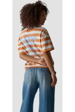LECOMTE Polo-Shirt orange gestreift