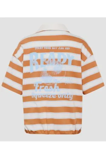 LECOMTE Polo-Shirt orange gestreift