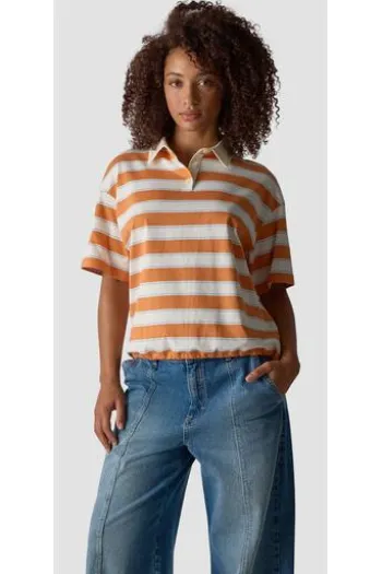 LECOMTE Polo-Shirt orange gestreift
