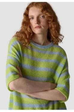 LECOMTE Pullover limette gestreift 3/4-Arm