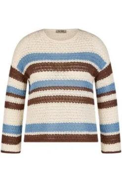 LECOMTE Pullover macadamia gestreift