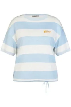 LECOMTE Pullover puderblau gestreift Kurzarm