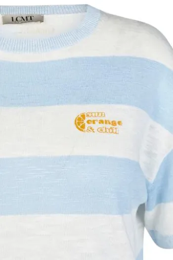 LECOMTE Pullover puderblau gestreift Kurzarm