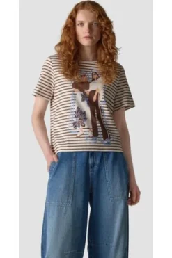 LECOMTE Shirt nougat gestreift