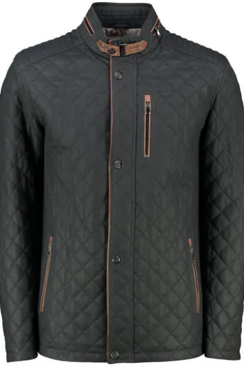 Leder Steppjacke navy