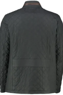 Leder Steppjacke navy
